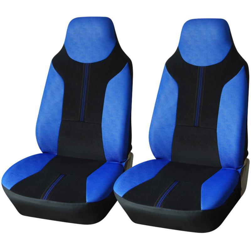 Adeco 2-piece universal vehicle car front seat cover set - black & blue color