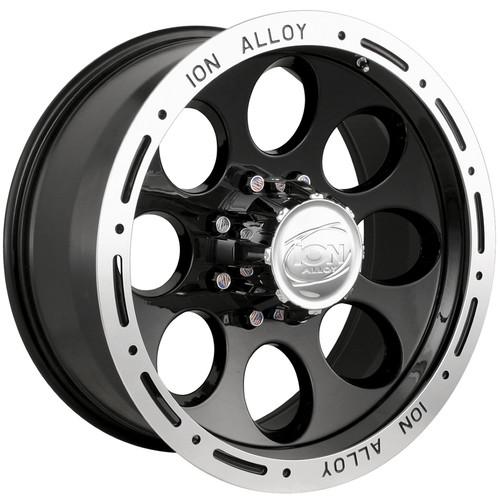 16x8 black alloy ion style 174  5x135 -5 wheels nitto mud grappler 315/75/16