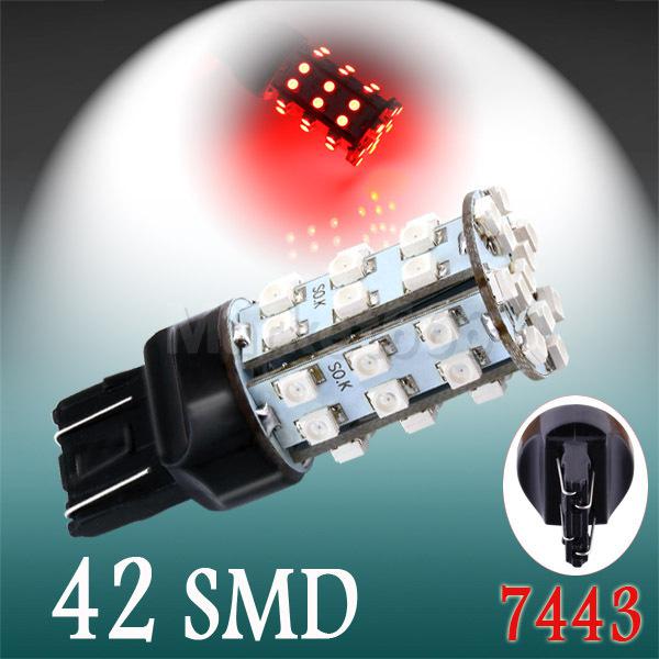 7443 7440 t20 42 smd red stop tail brake signal led car light bulb lamp