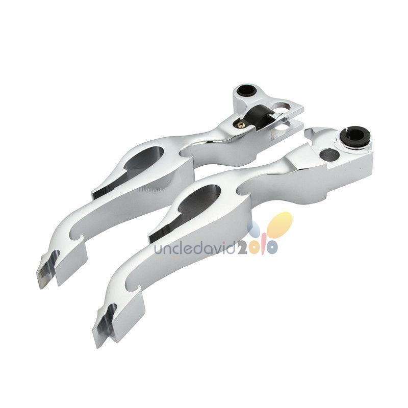 Chrome flame brake clutch levers for 96-07 harley road king glide electra ultra