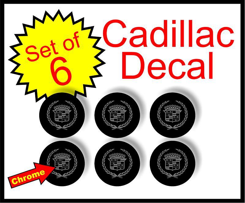 Cadillac black & chrome 2.25" emblem badge wheel sticker hub symbol center cap
