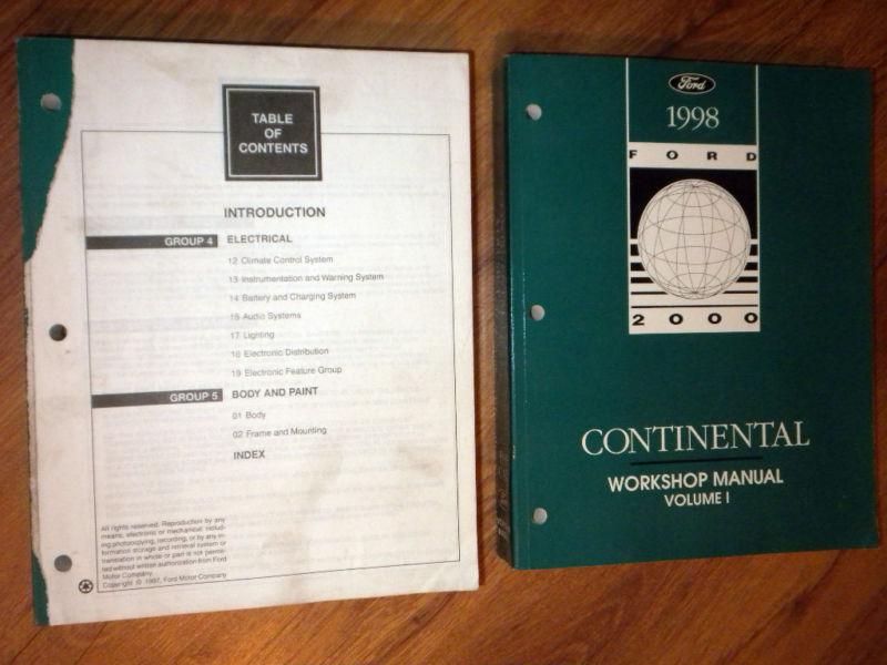 1998 lincoln continental all models factory workshop repair manuals 2vol.