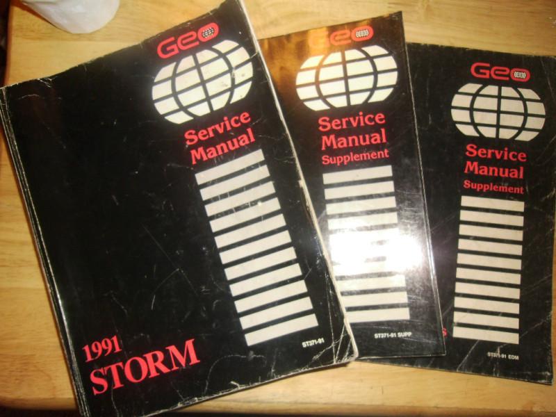 1991 geo storm shop manual set /  3 original g.m. books