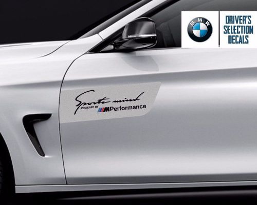 Sports mind door decal bmw powered by m performance decal sticker graphics