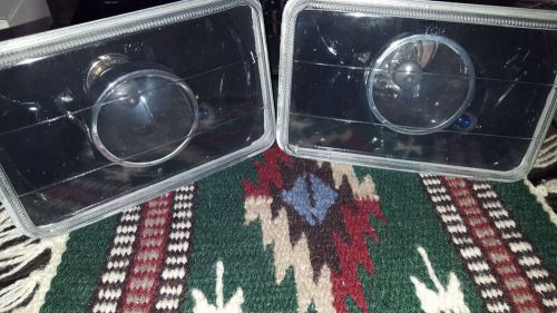 4x6 projector sealed beam headlights black w/ h4 light bulbs 6000k hid kit