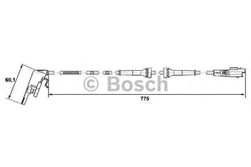 Bosch rear wheel speed sensor abs 775mm fits citroen c4 peugeot 307 2000-