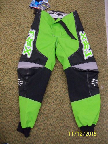 Fox racing 180 degree pants youth green nos size 24 or 22 waterproof sold each