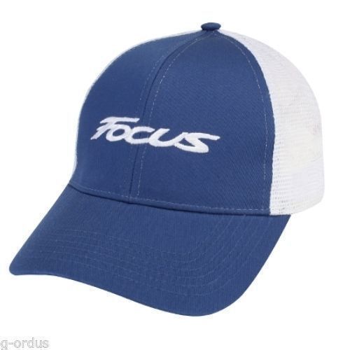 New official ford motor company ford focus blue and white mesh back hat/cap!