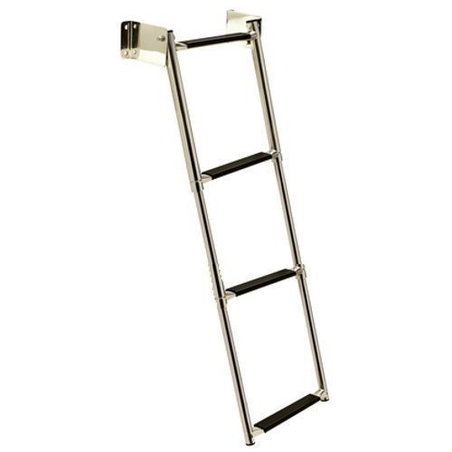 Transom mount 4 step stainless steel fold up telescoping ladder for boats