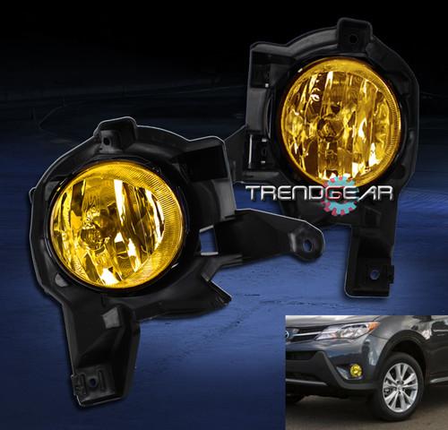 13 14 toyota rav4 bumper driving jdm yellow fog lights+bulb+cover+harness+switch