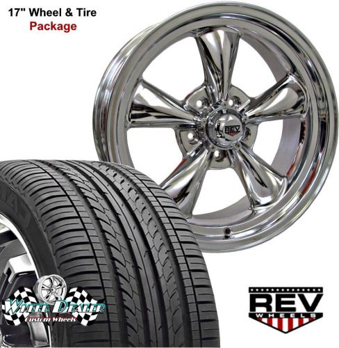 17x7-17x8&#034; polished rev classic 100 wheels &amp; tires for chevy 150 210 1955 1956