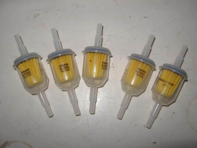 Five(5) small engine fram g1000 6mm-8mm 1/4 plastic inline gas/fuel filter lot