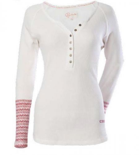 Divas snowgear henley thermal womens long-sleeve shirt white large lg 97417