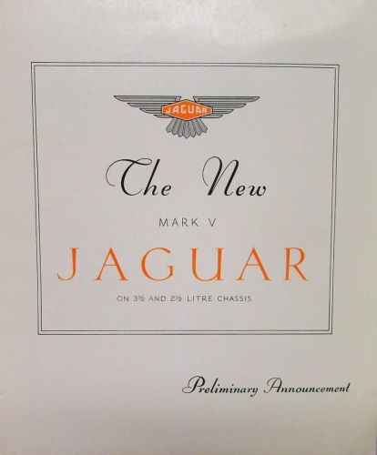 Original 1949 jaguar dealer sales brochure preliminary announcement mark v rare