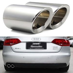 2x silver tailpipe trims exhaust muffler tail pipe tip for audi a4 b8 2009-2014