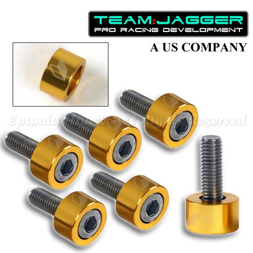 For 88-15 civic crx jdm logo 6pc 8mm bolts header cup washers diy anodized gold