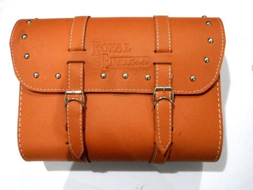 Royal enfield brown saddle leather bag with fitting strips