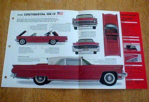 1959 lincoln continental mk iv convertible unique imp brochure