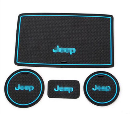 Non-slip mat door mat cup mat car pad for 2011-2016 jeep wrangler jk blue logo