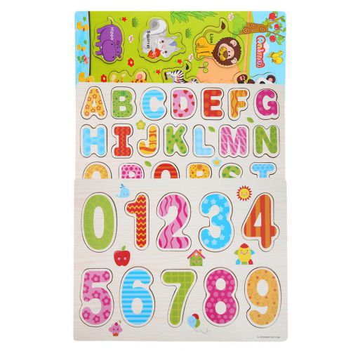 Children alphabet letter wooden jigsaw learning educational puzzle toys f5