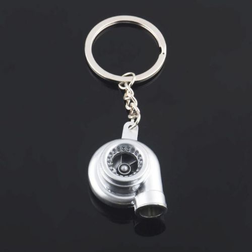 Nd generation dual turbo spinning turbine turbocharger style keychain silver