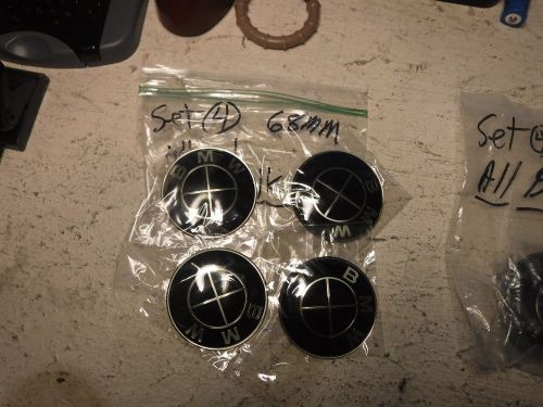 4-pcs.- black emblem badges-for wheels for bmw-new-set of (4)-complete-68-mm