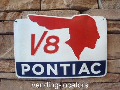 Pontiac v-8 automobile car dealer logo signs garage man cave indian firebird