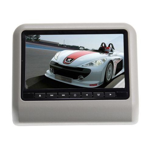 Gray slim 9&#034; headrest monitor pillow car dvd player digital screen fm/usb/sd/ir