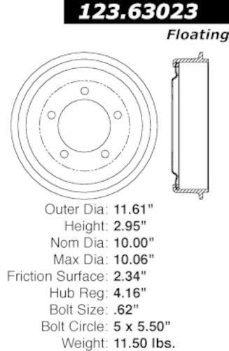 Centric parts 123.63023 brake drum- front