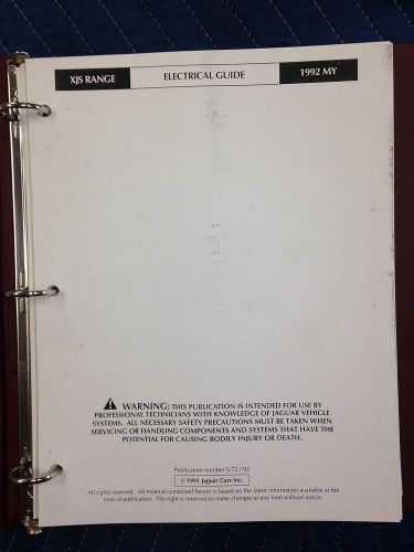 Jaguar xj-s range - electrical guide - 1992 my punched for 3 ring binder