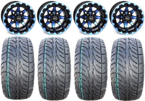 Sti hd6 blue/black golf wheels 12&#034; fusion st 23x9.5-12 tires yamaha