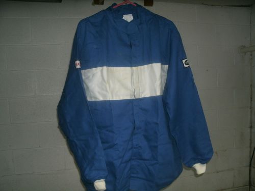 New safequip 2pc fire suit large race racing banox fr3  firesuit blue sfi 3-2a/1