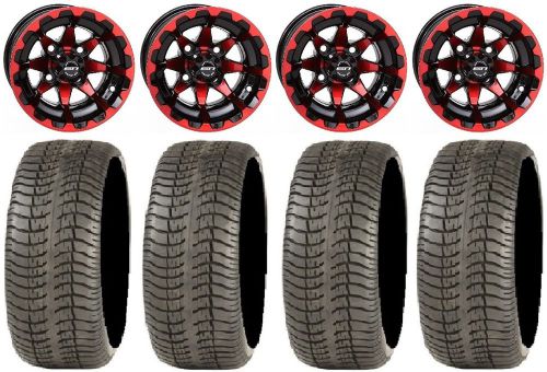 Sti hd6 red/black golf wheels 12&#034; 215x40-12 tires yamaha