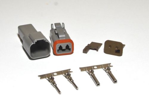 Deutsch dt 2-pin connector kit, d-key wedge, 14-16 awg stamp contacts, from usa