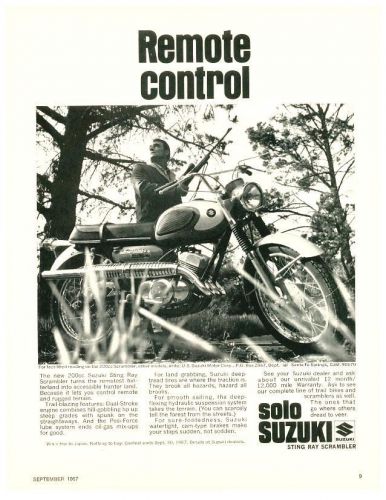 1968 suzuki 200 sting ray scrambler vintage ad - original 1967