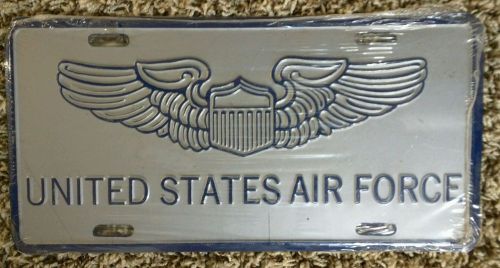 United states air force pilot wing afsc insignia metal license plate - usa made!