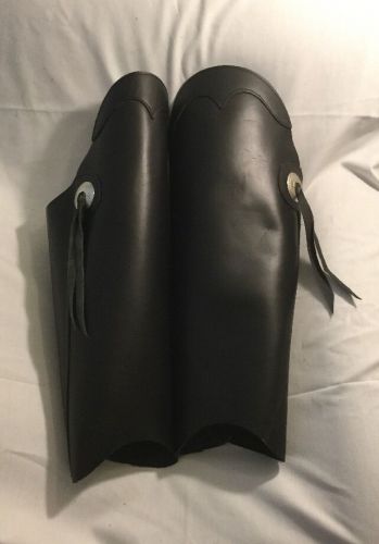 Unisex motorcycle rider black leather half chaps chonco (leather legs) sz. xl