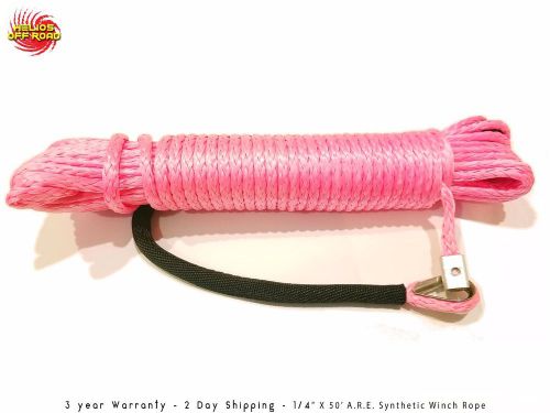 Atv utv synthetic winch line pink 1/4&#034; x 50&#039; 7000 lbs cable line with sheath