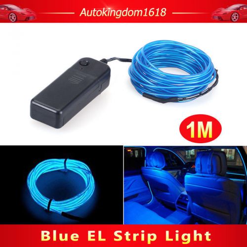 1m car 12v blue flexible neon light glow el strip tube wire rope&amp;controller