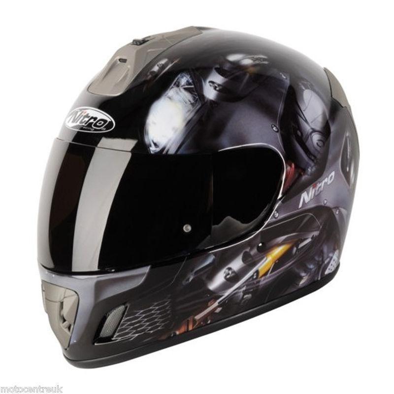 New nitro ngfp panther graphic motorcycle scooter moped helmet dark visor