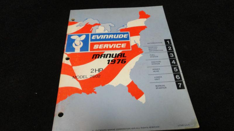 #5185 1976 evinrude 2hp, 2 hp models service manual outboard motor engine 