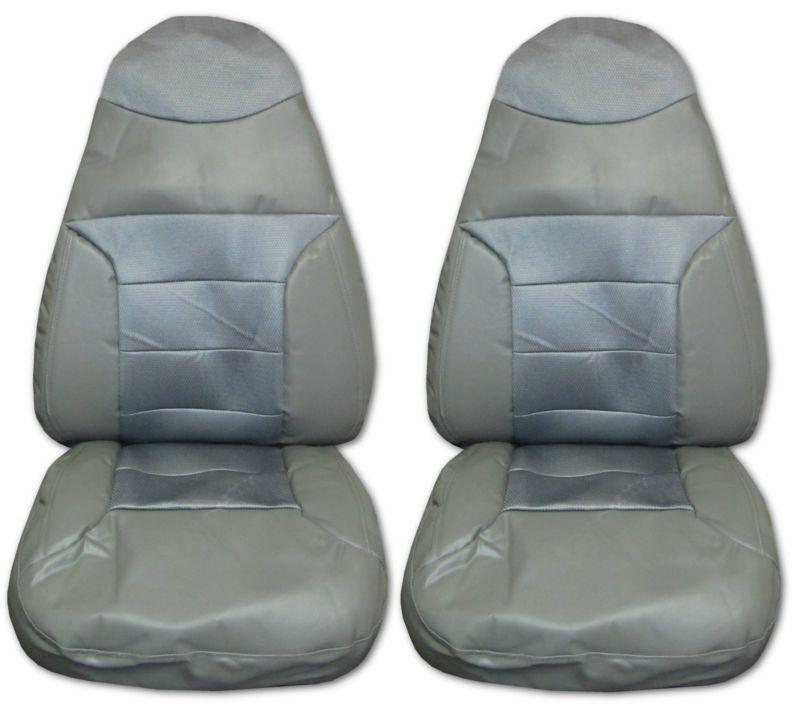 Grey padded synthetic leather car truck suv high back bucket seat covers #2