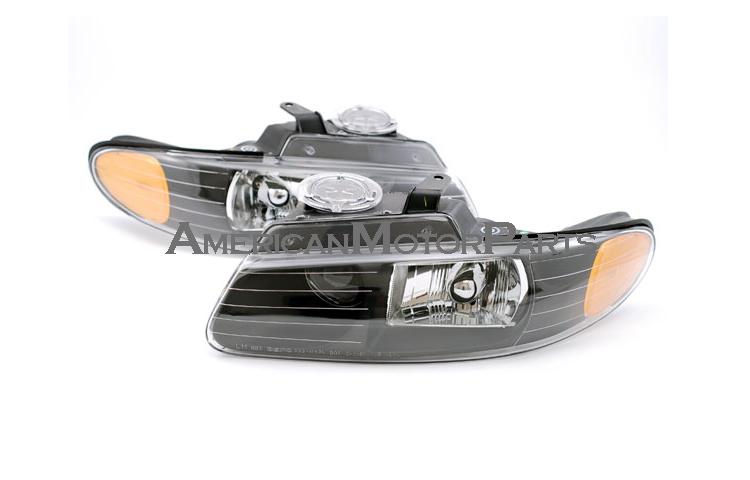Depo pair euro black quad headlights head lamps chrysler dodge plymouth caravan