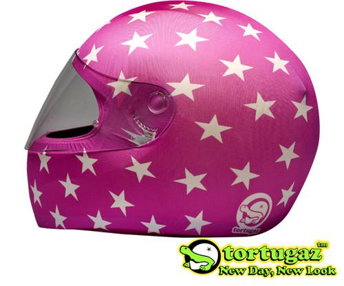 New pink stars fashion cover design for full face motorcycle helmet by tortugaz