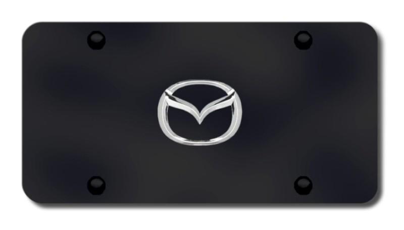 Mazda new-logo chrome on black license plate made in usa genuine