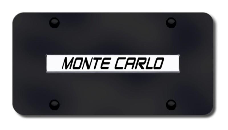 Gm monte carlo name chrome on black license plate made in usa genuine