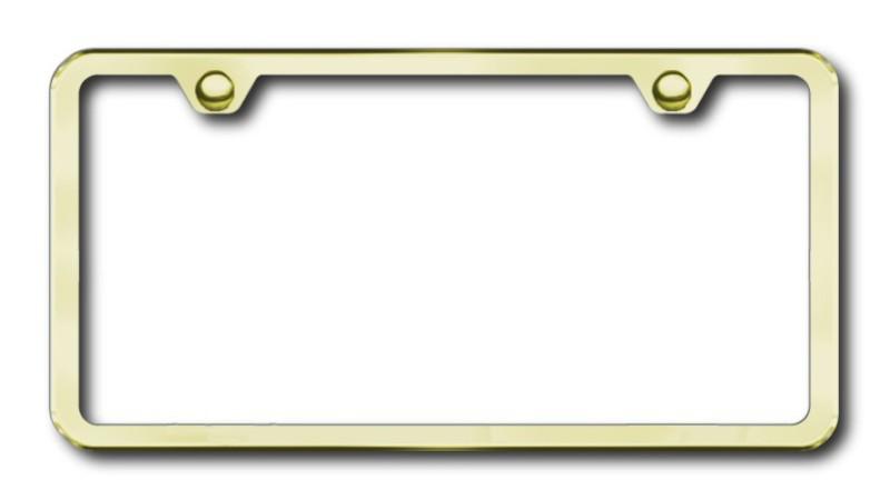 Gold 2-hole slimline license plate frame -metal made in usa genuine