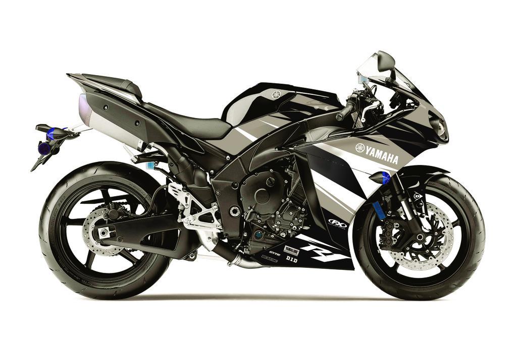 Factory effex ev-r complete graphic kit black white for yamaha yzf-r1 2004-2006