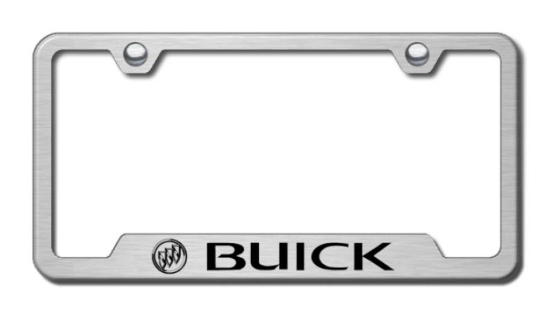 Gm buick laser etched brushed stainless cut-out license plate frame made in usa