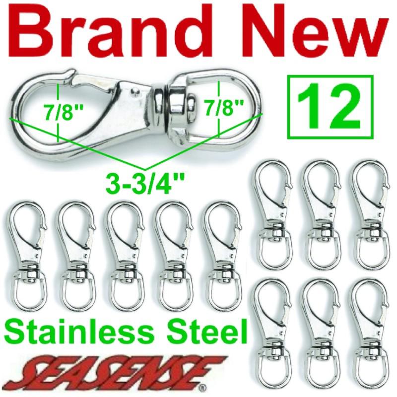 12 new 3-3/4" stainless steel swivel eye snaps,size #2
